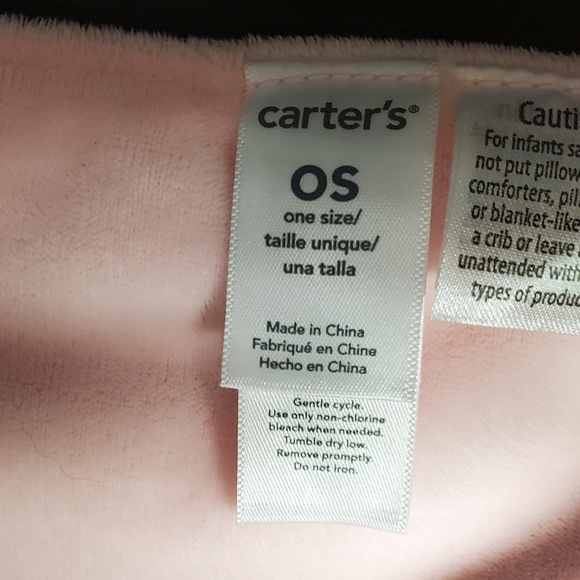 Carters OS White Lamb Pink Security Blanket Rattle Pacifier Holder Knotted Sheep - Picture 2 of 7